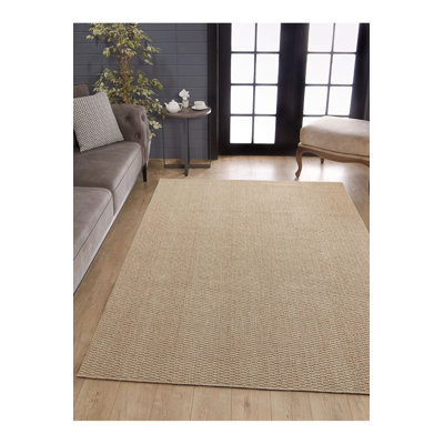 Beige Area Rug (2.6 x 6.6 Feet), 100% Polypropylene, 1.8 lbs/sq ft | Machine Woven, 0.3 in Pile Height, Non-Slip Dot Underside, Antibacterial | Perfect for Living Room, Bedroom & Hallway, Easy to Maintain