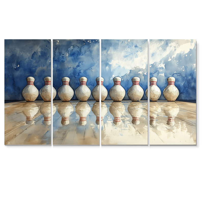 «Blue Bowling Bowling», art mural sur toile, H 32 po x l 64 po