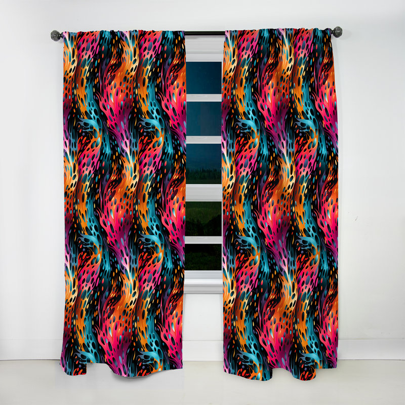 Colorful Neon Jungle Flash I - Rideau abstrait - Velours obscurcissant - 1 panneau, L 52 po x L 63 po