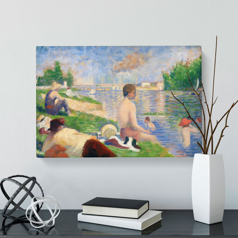 Study Of Bathers Vol.4 by Georges Seurat - Wrapped Canvas Painting, 35cm H x 76cm W x 3cm D