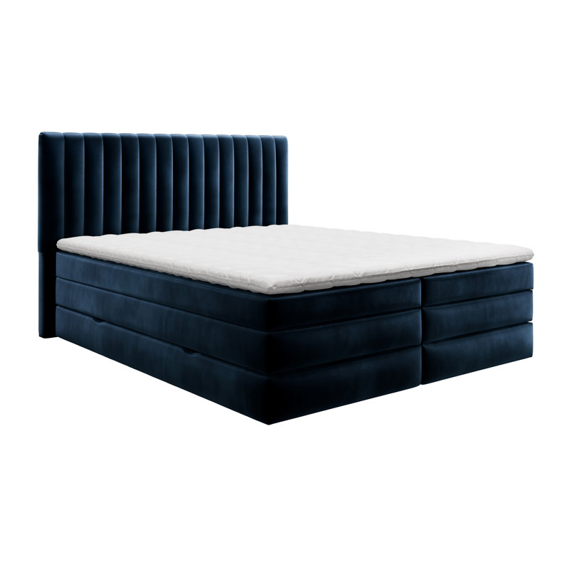 Boxspring Bed Cassiope with Topper and Storage, 180 x 220cm, Blue