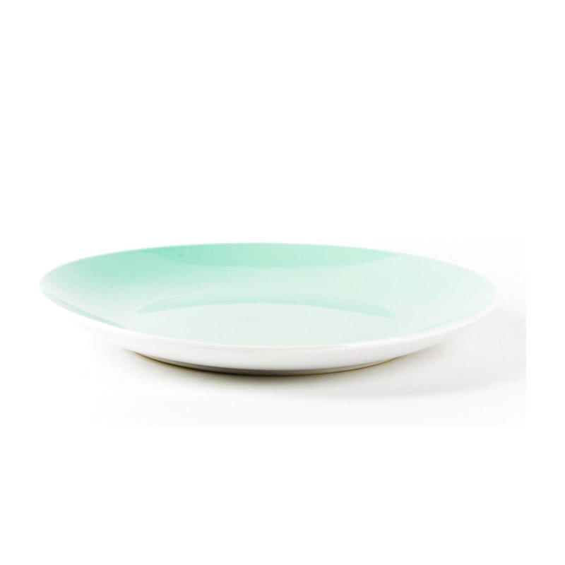 Service de table 12 pièces en grès HomeVSS, forme coupe, extérieur blanc et intérieur émaillé brillant, pour 4 personnes.
