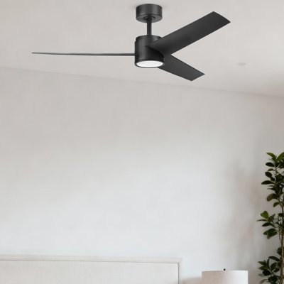 Ventilateur de plafond noir mat 52 po avec lumière DEL ajustable Honeywell Altan