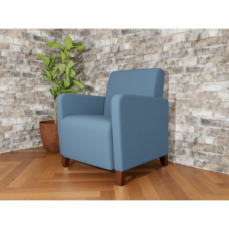 Fauteuil d'invité de réception Ravenna, Non inclus, Bois de noyer, Open House Quarry - bleu