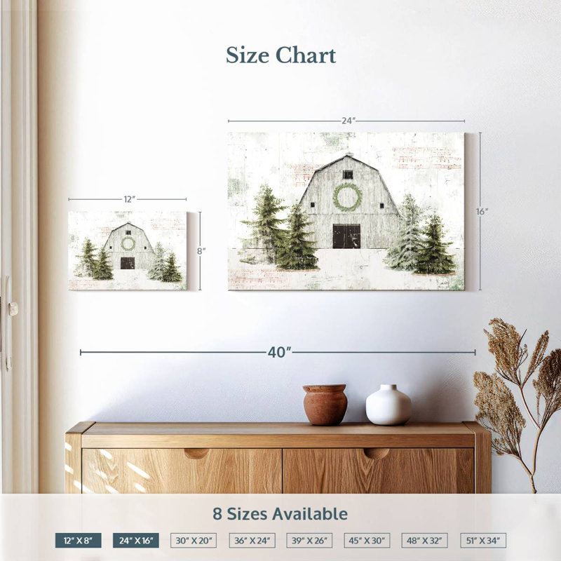 Lilie Wooded Holiday Barn, H 16 po x l 24 po