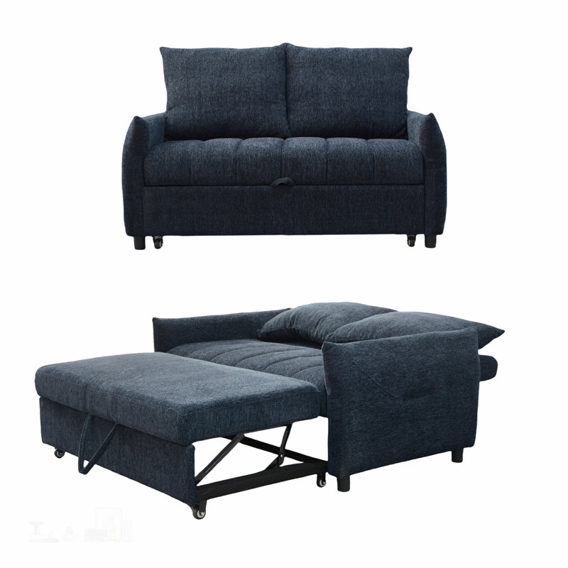 Causeuse moderne en tissu, canapé-lit convertible avec chargement USB, compact pour les petits espaces et les appartements, facile à assembler