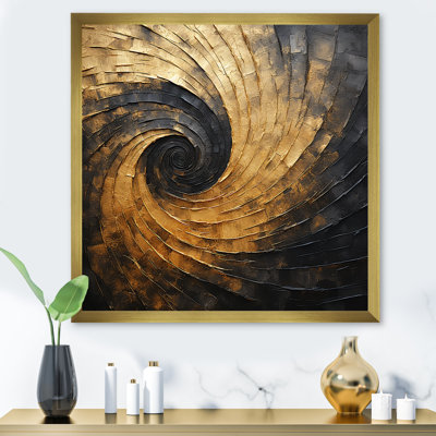 Gold Black Spiral Poteries I - Abstract Spirals Wall Decor_106146