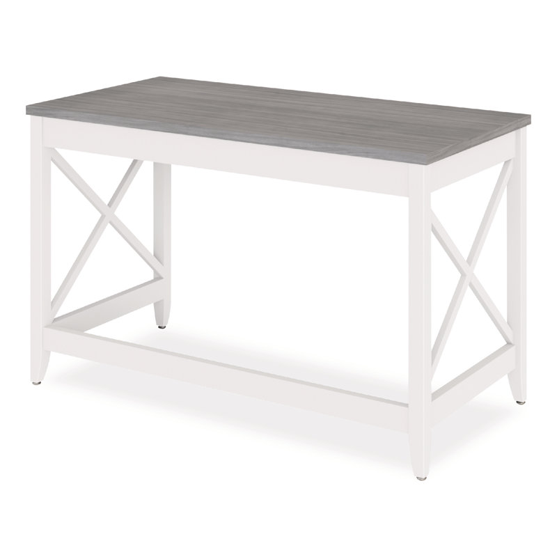 Gray Wood Writing Desk with Drawer and X Accents