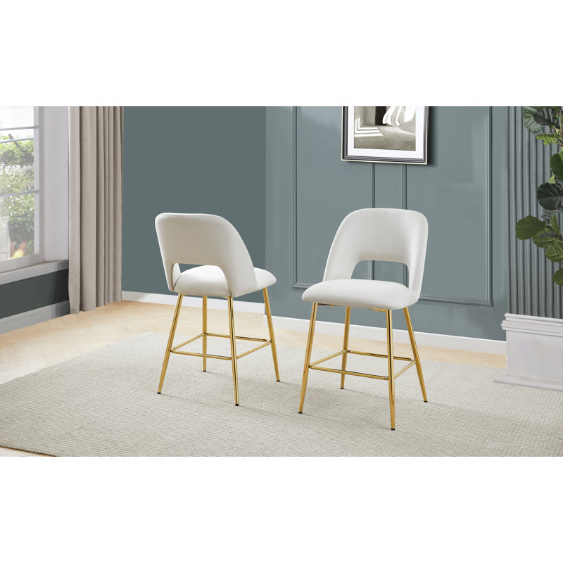 Braebury Upholstered Counter Stool with Metal Frame, Cream, Counter Stool (24” Seat Height)