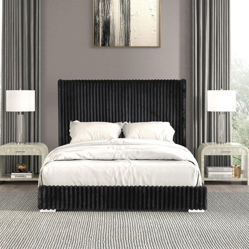 Contemporary Bed, Black, Queen