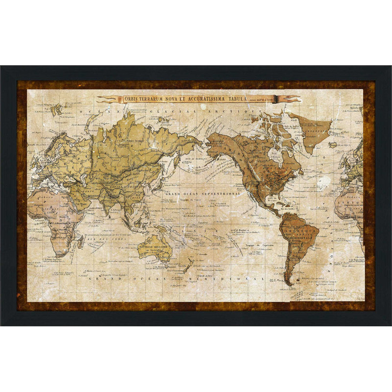 Carte du monde - impression encadrée, H 27,5 po x l 39,5 po x P 0,75 po