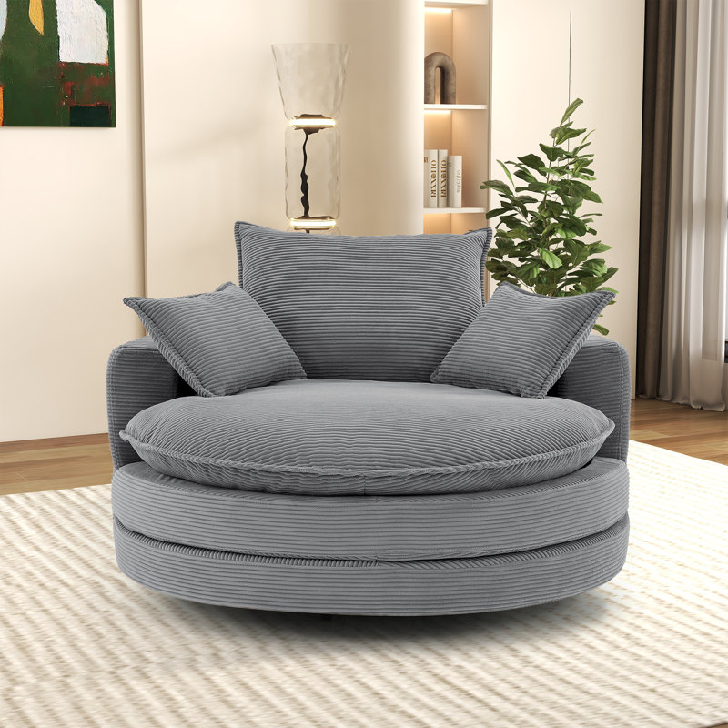 Fauteuil demi-tonneau rotatif 57,3 po, Gris