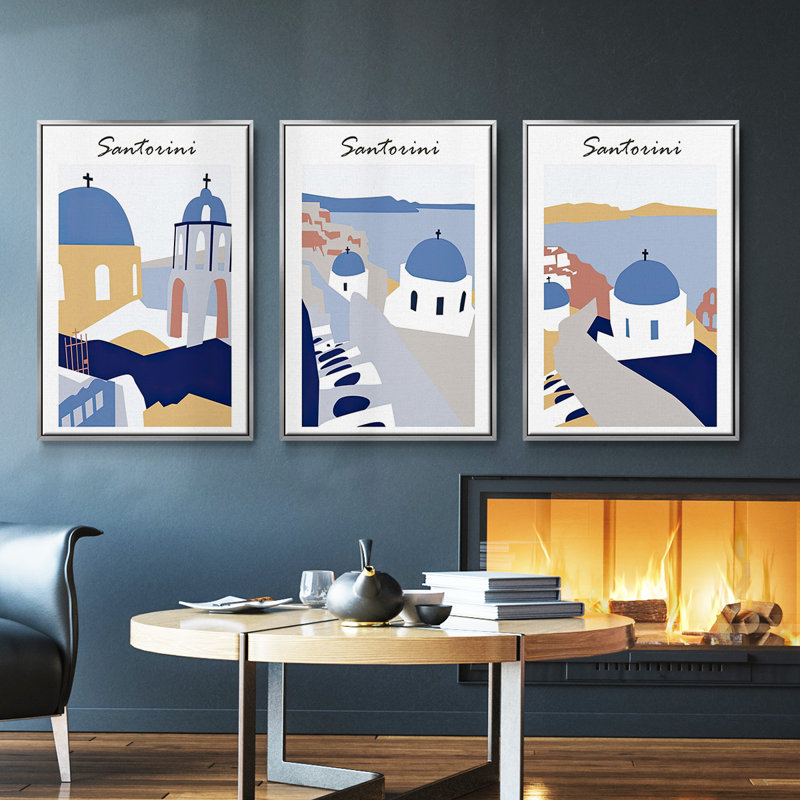 Overlaps Planes IV - Ensemble de 3 reproductions de cadres photo sur toile, Argent, H 40 po x l 78 po