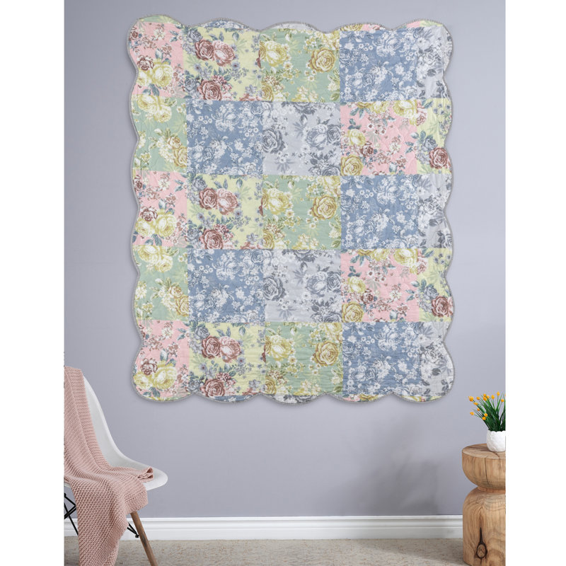 Emma Patchwork Floral Cotton Quilted Throw Blanket 50" x 60"