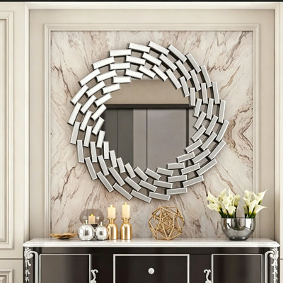 Beveled Frameless Gear Accent Wall Mirror