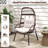 PE Wicker Egg Chair Patio Cocoon Lounger w/ Comfortable Cushions & Metal Frame