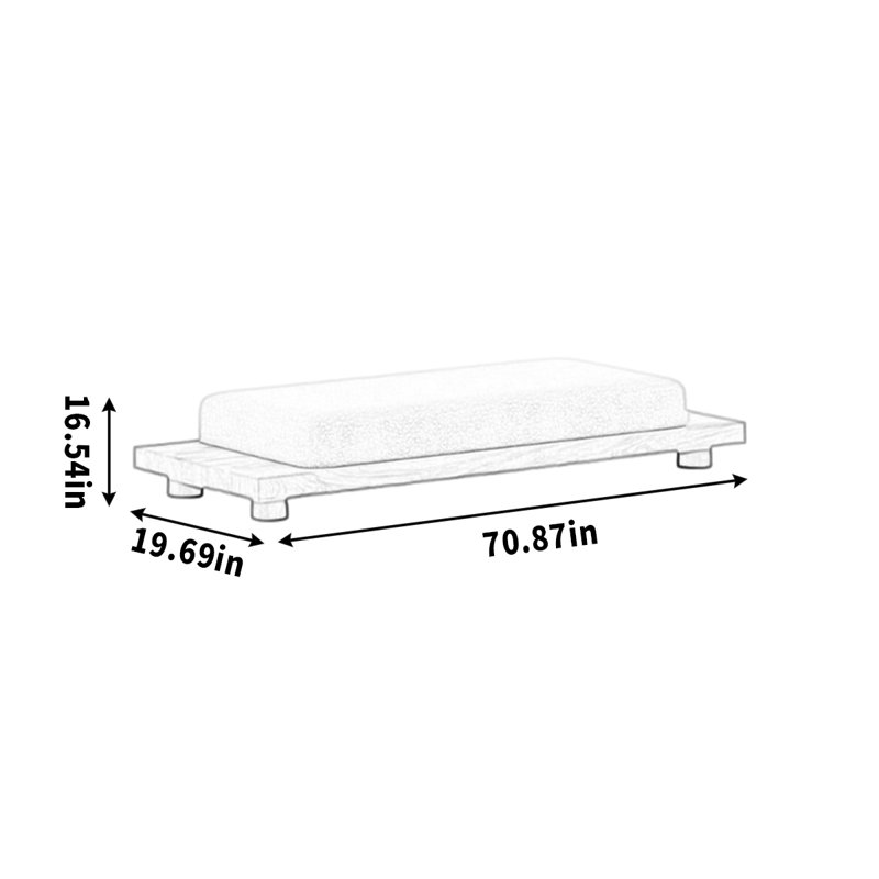 Banc en bois massif minimaliste surprise à vent silencieux, H 16,54 po x l 70,87 po x P 19,69 po