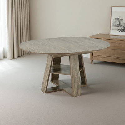 43.3In-59In Extendable Round Dining Table For 4-8,Modern Kitchen Oval Dining Table With Removable Leaves Space Saving,Wood Base With Storage Shelf For Kitchen Living Room