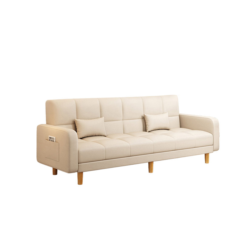 Creamy white Faux leather Modular Sofa bed cushion couch With Storage, 32.68" H x 86.61" W x 23.62" D