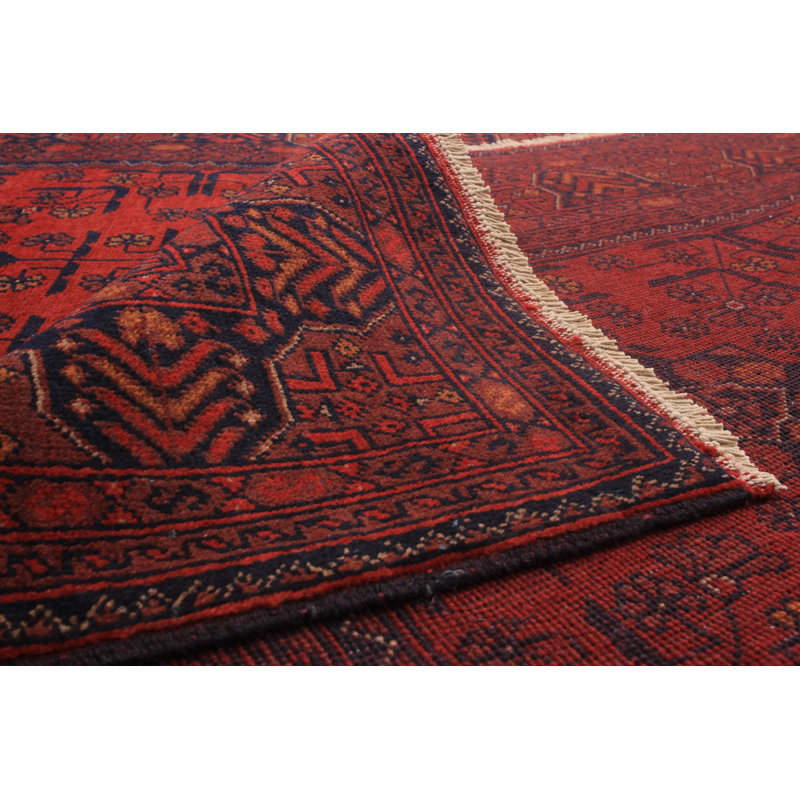 Tapis unique en laine noué à la main style Ousana des années 2010 de 4 pi 11 po x 6 pi 6 po rouge / noir / brun Oksana
