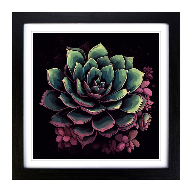Succulent - Framed Print, Black