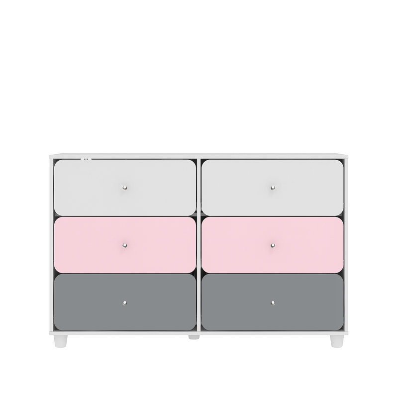 Liston 6 Drawer Chest with Custom Green and Pink Panel Design