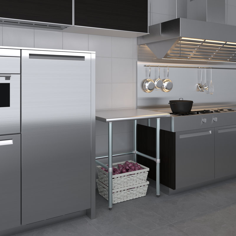 Table de travail en acier inoxydable, H 35 po x L 30 po x L 24 po