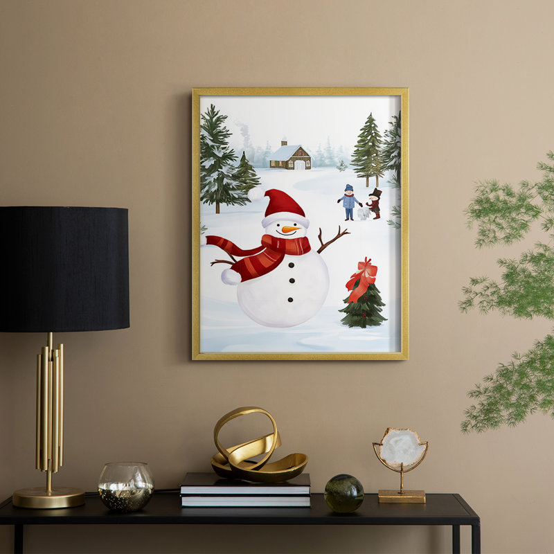 Christmas Holiday Art CCCIX Framed Print - Solid Wood, 21" H x 17" W, Gold