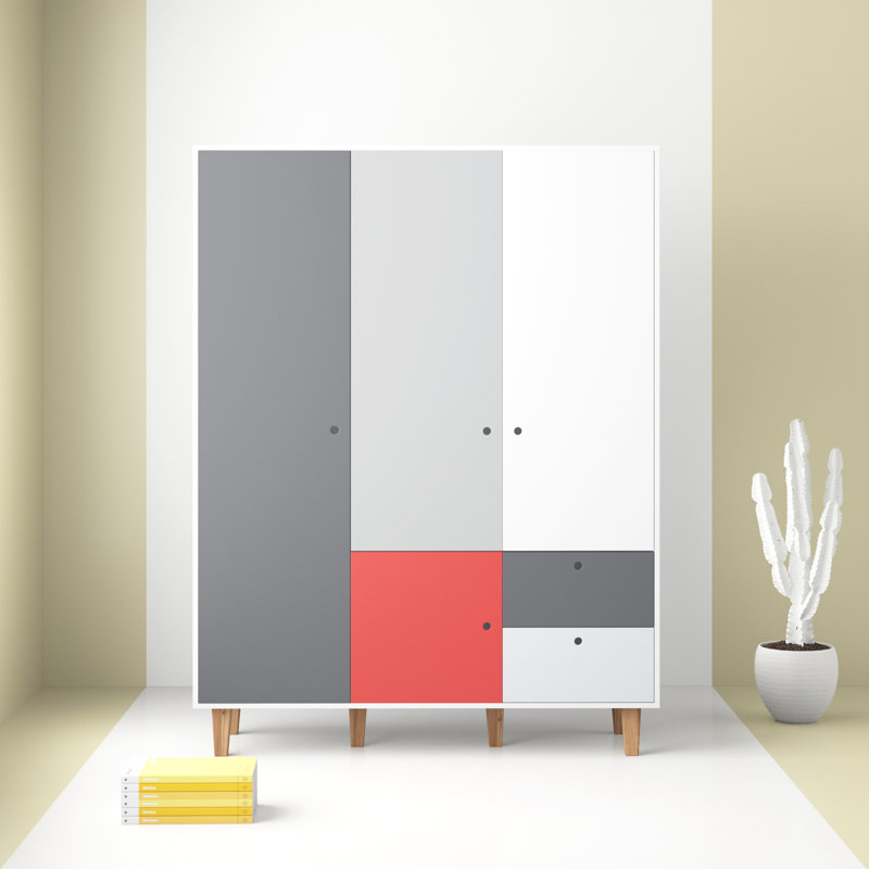 Aleana 3 Door Wardrobe, Red