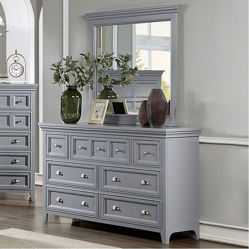 Commode 7 tiroirs l 56 po avec miroir