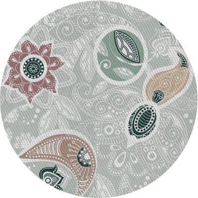 Tapis vert / gris / blanc cassé tissé à la machine