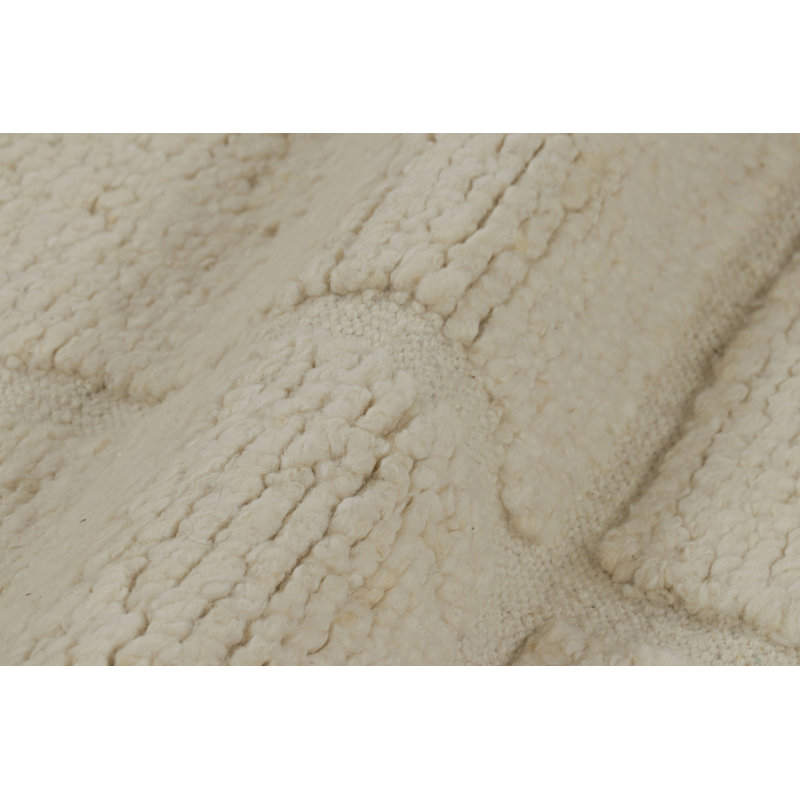 Rug & Kilim’S Contemporary Rug In Cream White With High-Low Geometric Patterns