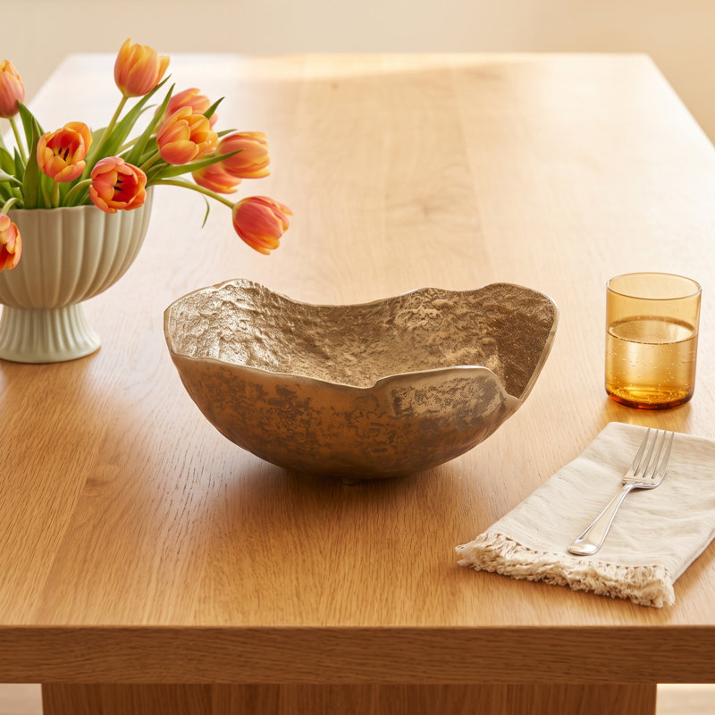 Dafina Round Bowl Uneven Rough Gold Finish