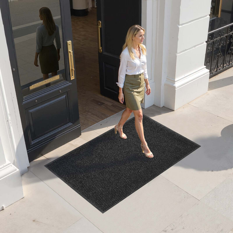 Non-Slip Striped Indoor / Outdoor Doormat, 91.4cm W x 152.4cm L