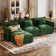 4-Piece 115'' Reversible Modern Upholstered L-Shape Sectional Sofa With Ottoman- Premium Velvet  Fabric