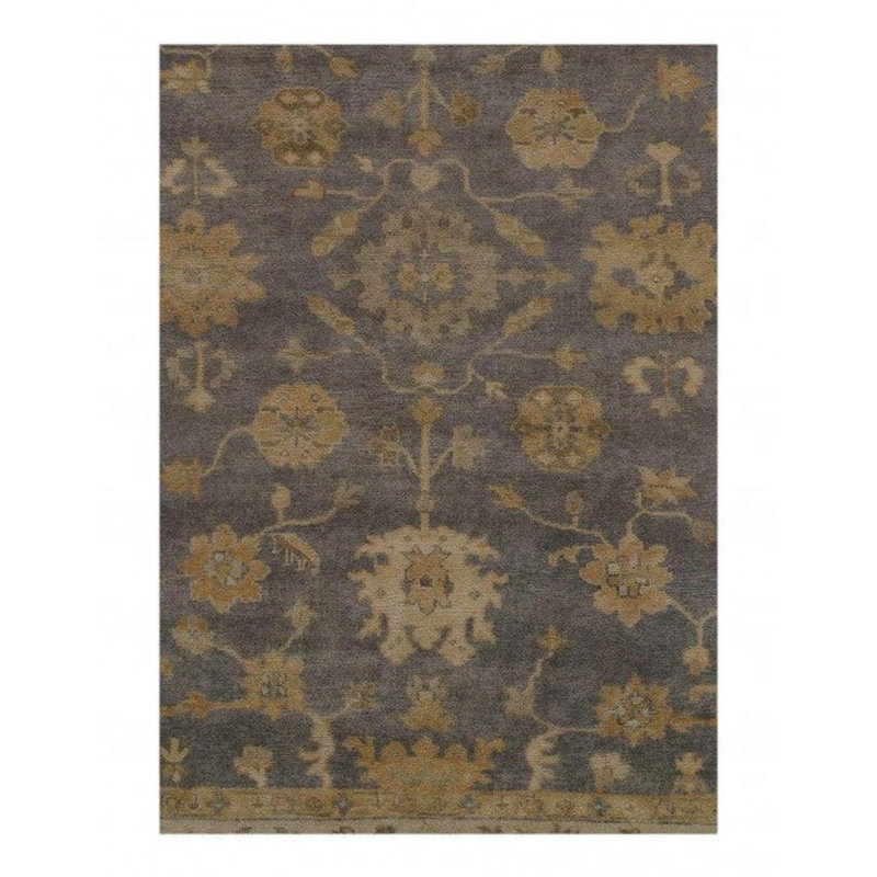Tapis brun / gris en coton / laine oriental noué à la main 8 pi 3 po x 9 pi 11 po Oriental