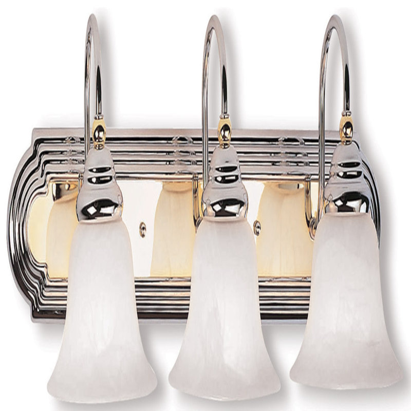 Éclairage pour meuble-lavabo à 3 lumières Melancon, Chrome poli / laiton poli