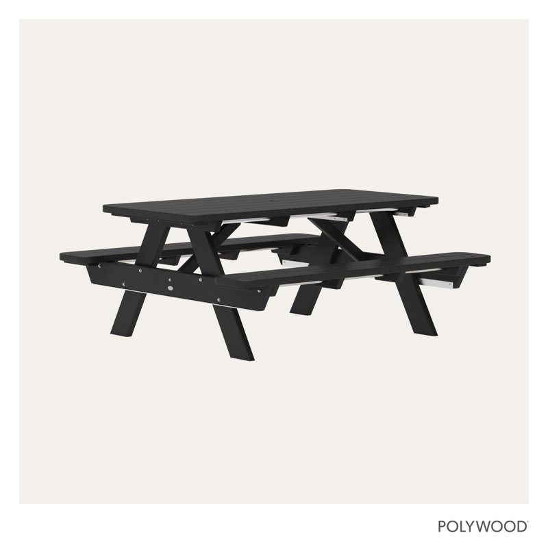 POLYWOOD Park 72" Picnic Table, Black