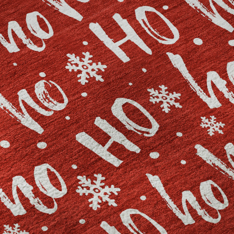 Tapis de Noël haut de gamme lavable à la machine AMF1814 HoHoHo, Rectangle 9 pi x 12 pi