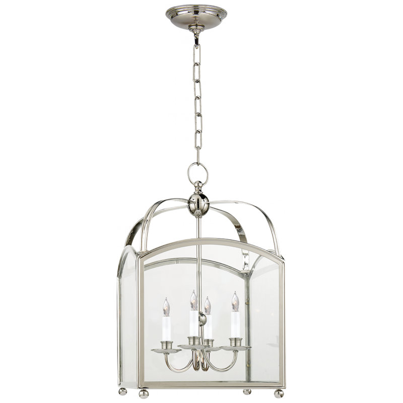 Chapman & Myers Arch Top Small Lantern, Polished Nickel, 24" H x 14.5" W x 14.5" D