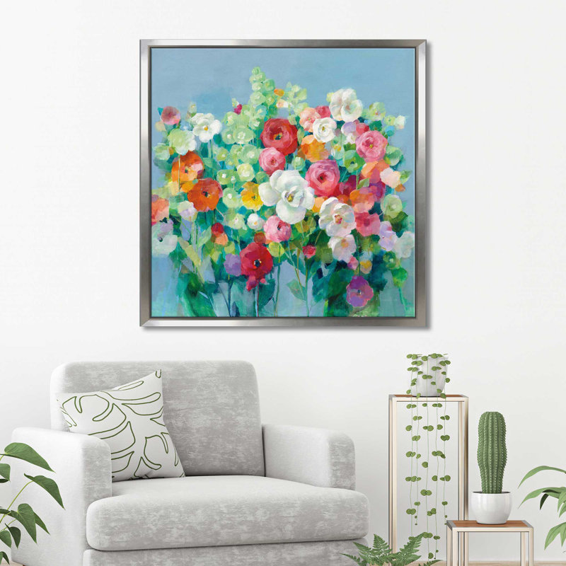 " June Beauties ", 31.5" H x 31.5" W x 2" D, Silver Floater Frame