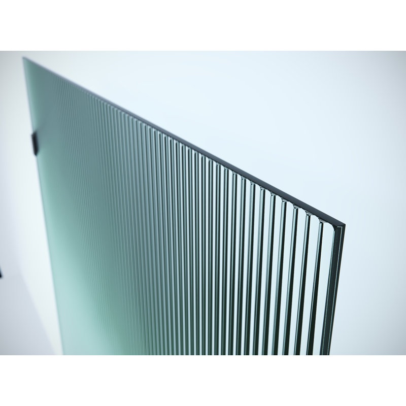 Gaia 34 in. x 58.25 in. Frameless Fluted Single Fixed Bath Panel, Polished Chrome