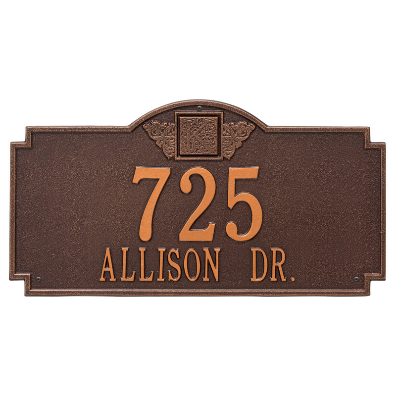 Plaque d'adresse murale monogramme à 2 lignes, Cuivre antique, Oui, 1