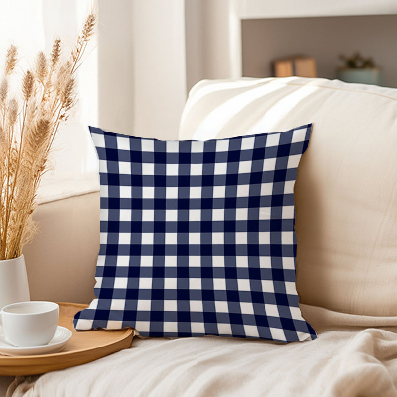 Abstract Navy Plaid Pattern Modern, 16"H x 16"W