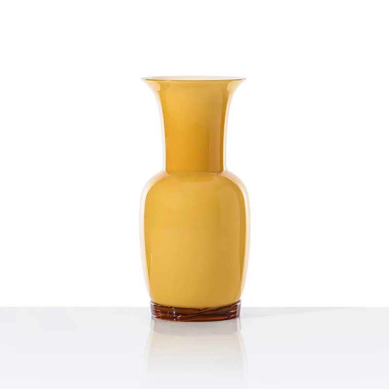 Venini Opalino Vase, 14.17" H x 6.69" W x 6.69" D, Amber