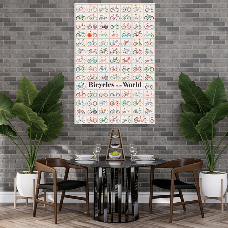 Bicyclettes du monde rétro, art mural rétro, 60" H x 40" W