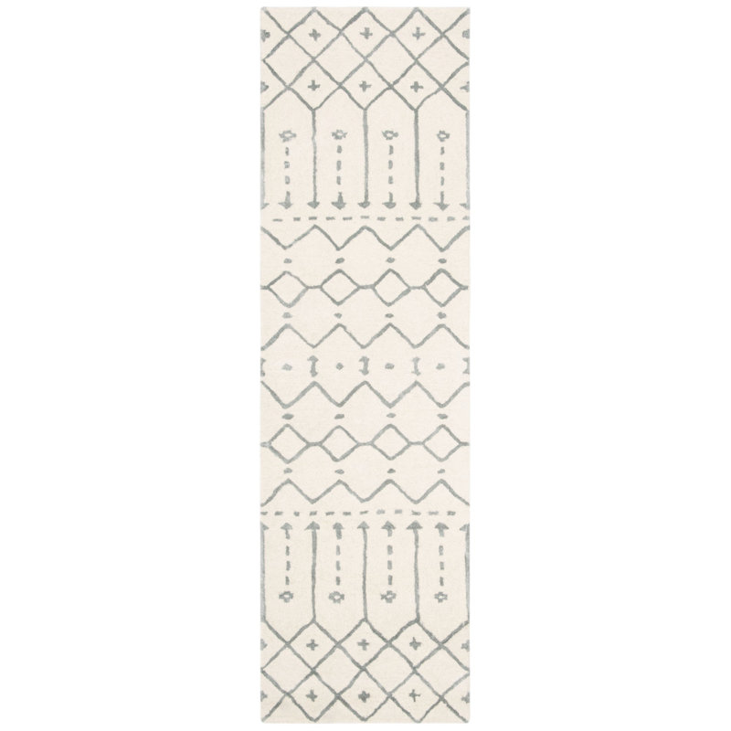 Griffiths Hand Tufted Wool Geometric Rug, Runner 2'3" x 10'