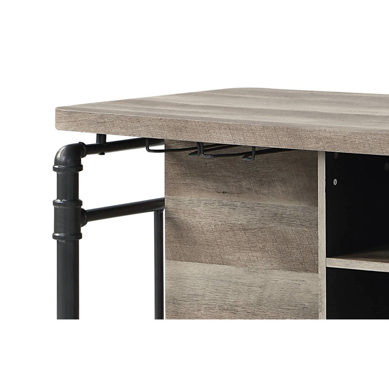 Table à hauteur de comptoir avec chêne antique et gris sable et table, 60,64 po Largeur de la tablette
