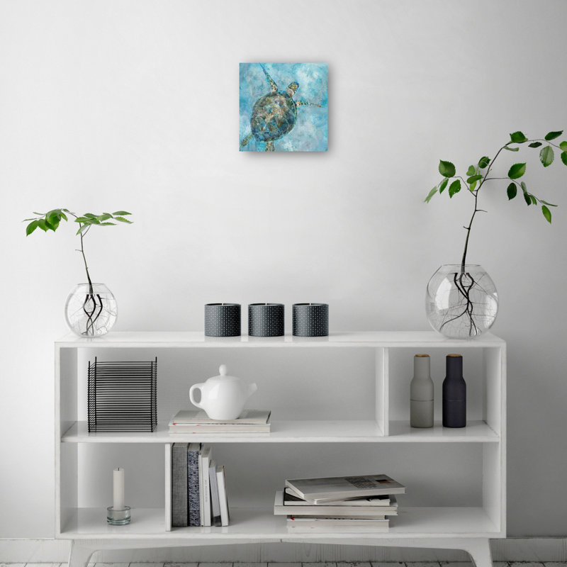 Sea Turtle Blues 12" x 12" Canvas Art Print