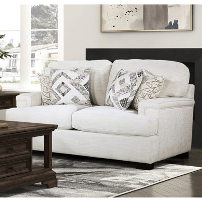 Elegant And - 2pc In Cream Chenille With Solid Wood Plywood Frame Living Room Furniture Upholstery Removable Cushion Covers